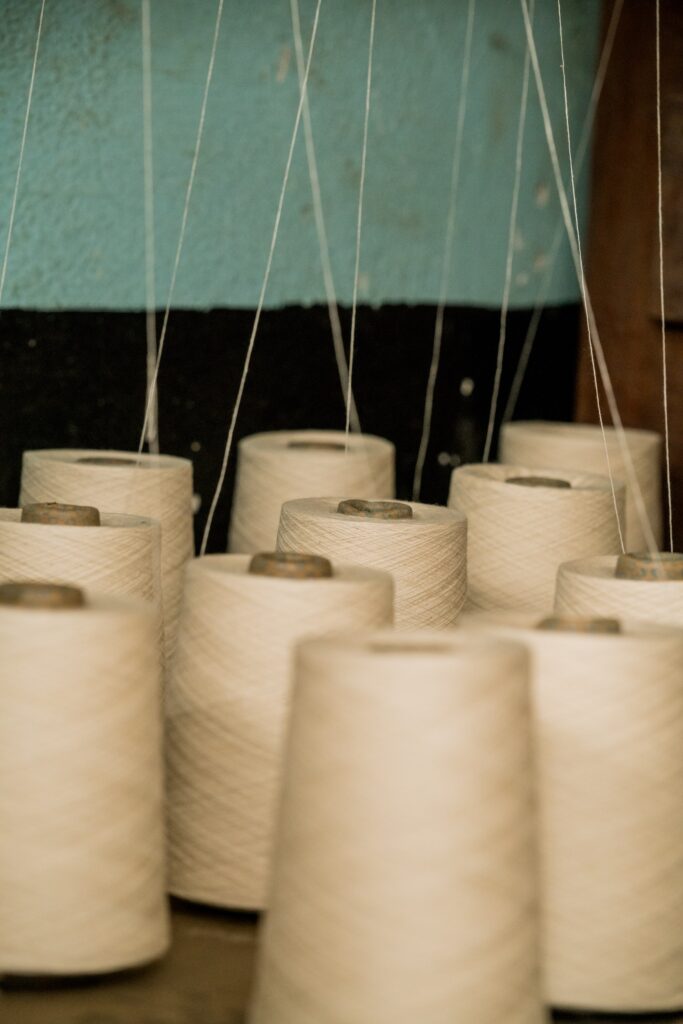 cotton reels in a natural colour