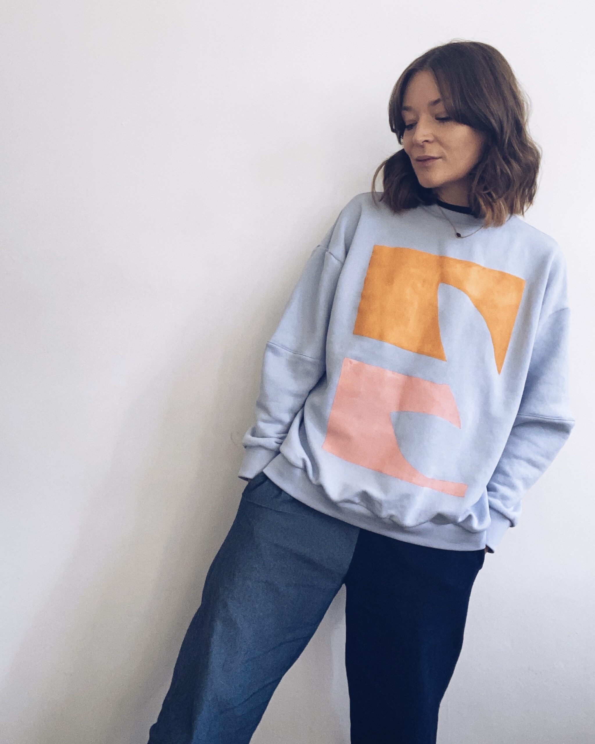 Organic cotton jumper, hand painted