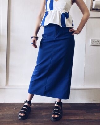 cobalt blue skirt in organic cotton