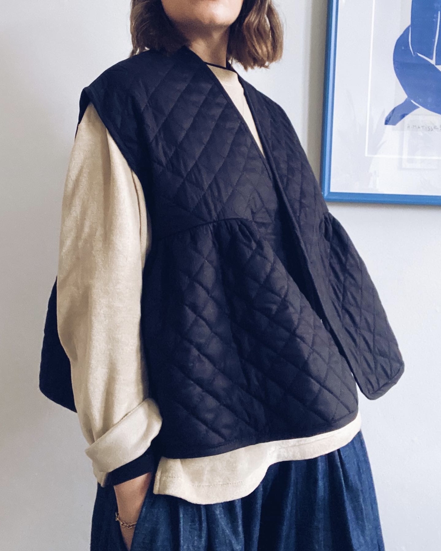 quilted gilet organic cotton